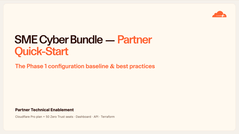 SME Cyber Bundle — Partner Quick-Start cover slide